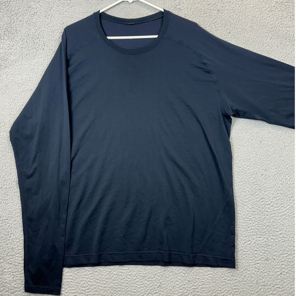 Lululemon Shirt Mens 2XL Metal Vent Tech Navy Blue Long Sleeve Performance EUC
